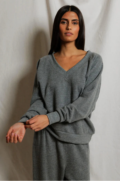 Sinead French Terry V-Neck Sweatshirt