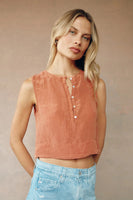 Sleeveless Half Placket Top