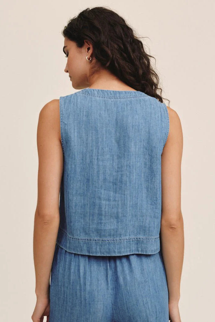 Sleeveless Half Placket Top