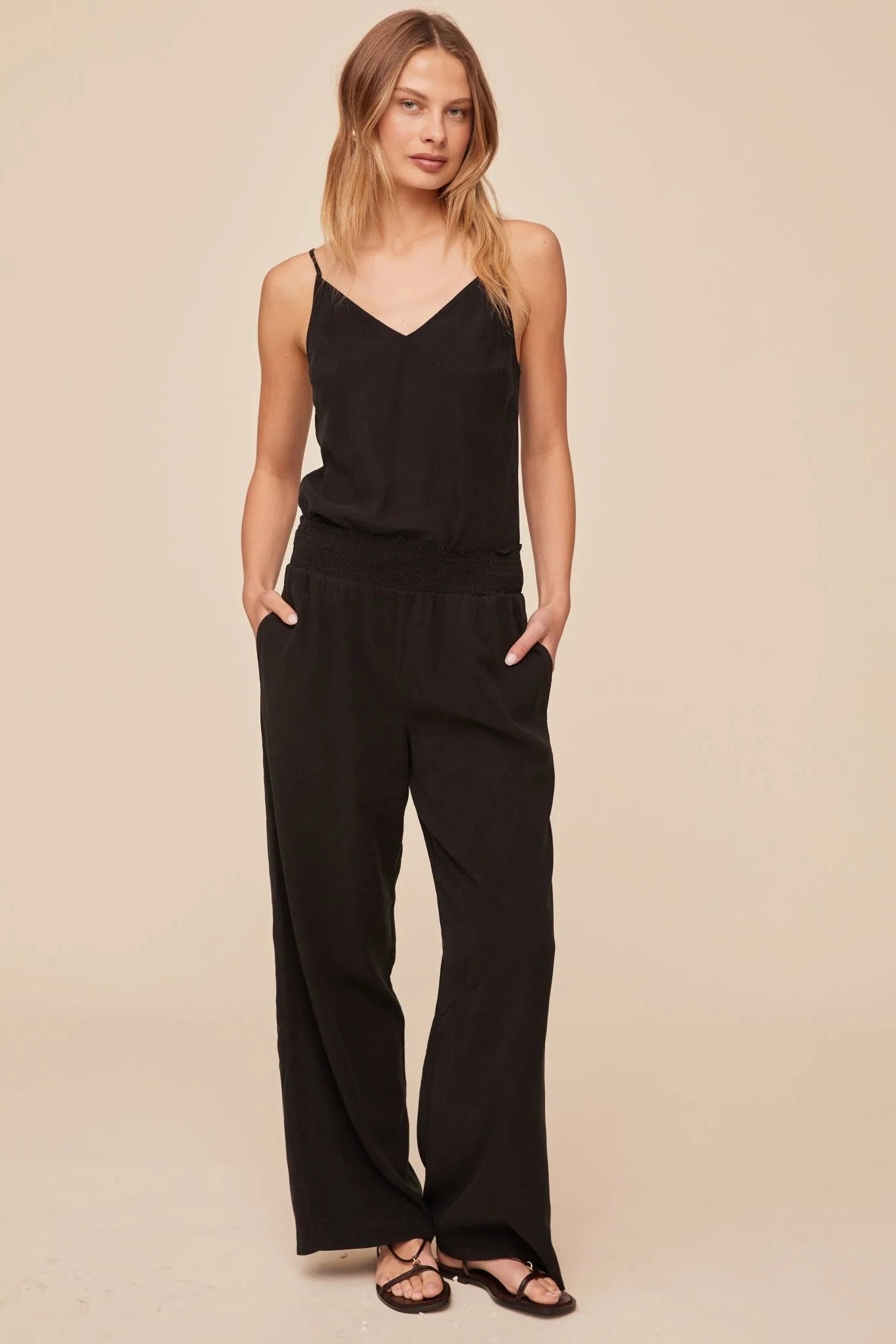 Smocked Waist Wide Leg