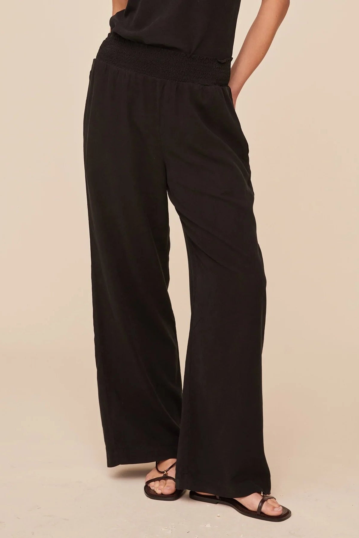 Smocked Waist Wide Leg