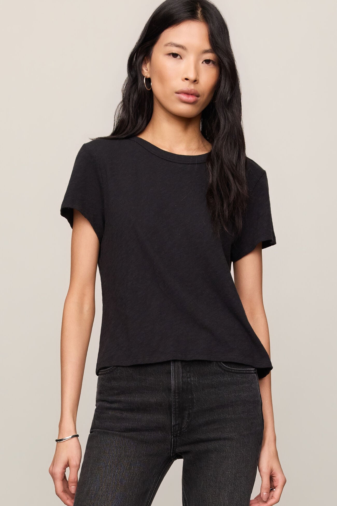 Junie Slub Tee Shirt Black