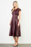 Sleeveless Faux Leather Midi Dress