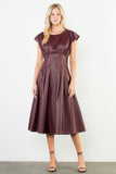 Sleeveless Faux Leather Midi Dress