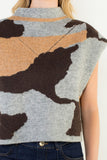 Camo Print Sleeveless Sweater
