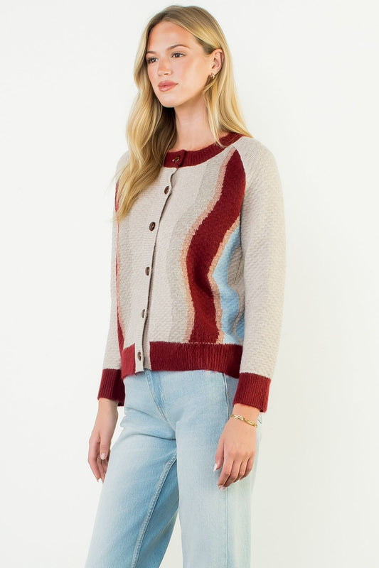 Color Block Cardigan Sweater