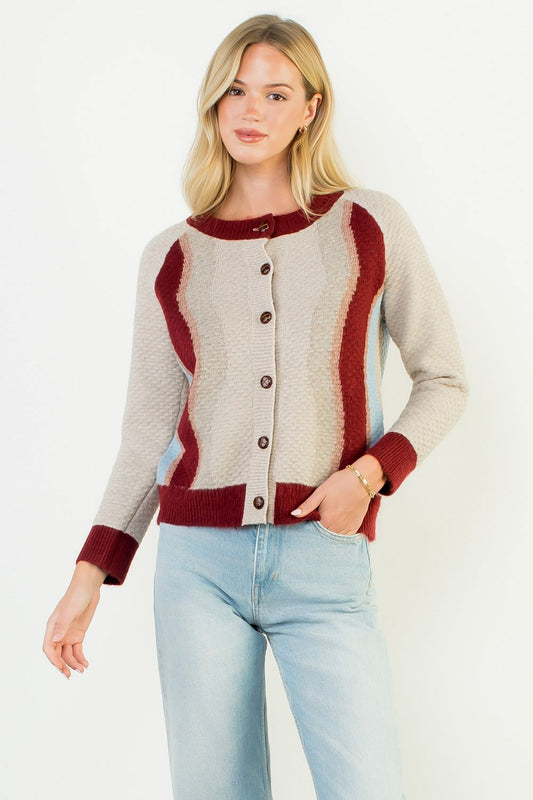 Color Block Cardigan Sweater