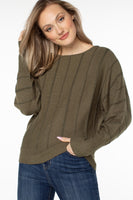 Myrtle Heather Stripe Dolman Sweater