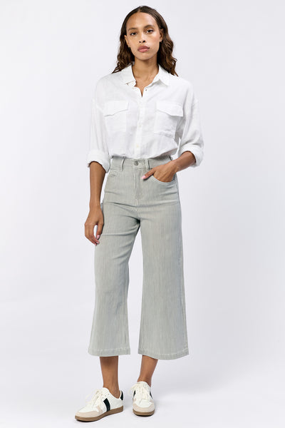 Audrey Railroad Stripe Cropped Wide Leg