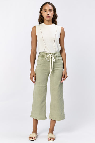 Audrey Tie Waist Cropped Wide Leg