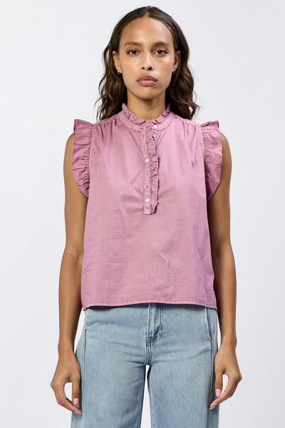 Chatra Ruffled Sleeveless Henley Lilas