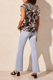 Mixed Print Notch Neck Blouse