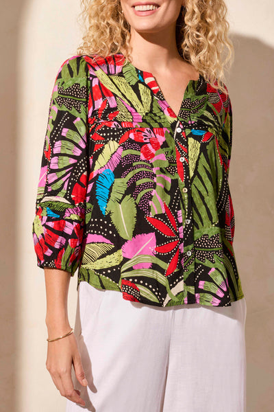 3/4 Sleeve Blouse with Pleats