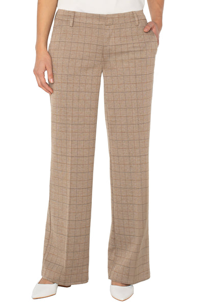 Kelsey Wide Leg Trouser Khaki Grid