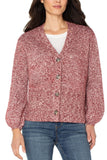 Balloon Sleeve V Neck Cardigan