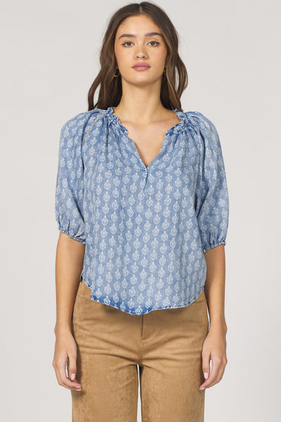 Costa Ladder Trim Poets Blouse