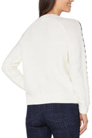 Crewneck Sweater with Stripe Detail