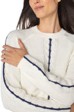 Crewneck Sweater with Stripe Detail