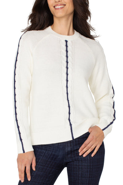 Crewneck Sweater with Stripe Detail