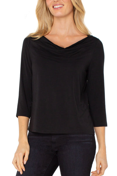 3/4 Sleeve Draped Neck Top