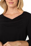 3/4 Sleeve Draped Neck Top