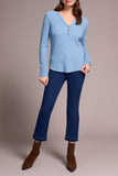 Henley Top with Brass Buttons Heather Denim
