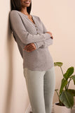 Henley Top with Brass Buttons Grey Mix