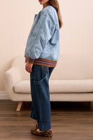 Quilted Bomber Jacket with Stripe Detail