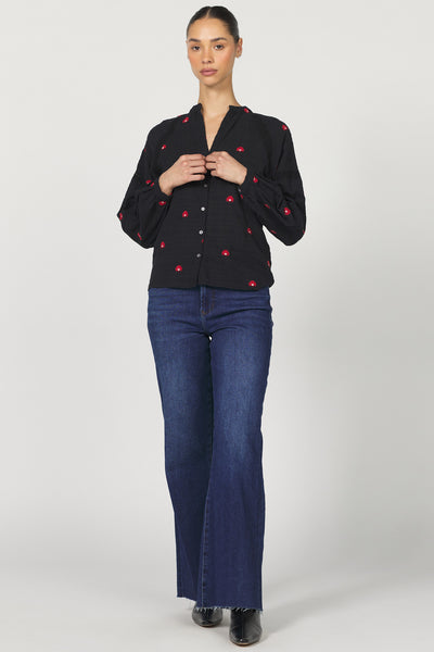 Milano Button Up Embroidery Top