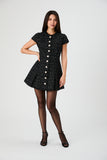Speckled Tweed Pleat Mini Dress