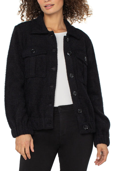 Collared Button Down Bomber Jacket