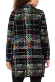 Plaid Open Front Sweater Coat