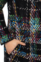 Plaid Open Front Sweater Coat