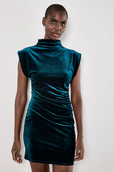 Velvet Ruched Mini Dress