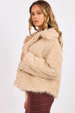 Prairie Chevron Faux Fur Jacket