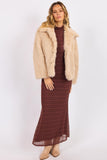 Prairie Chevron Faux Fur Jacket