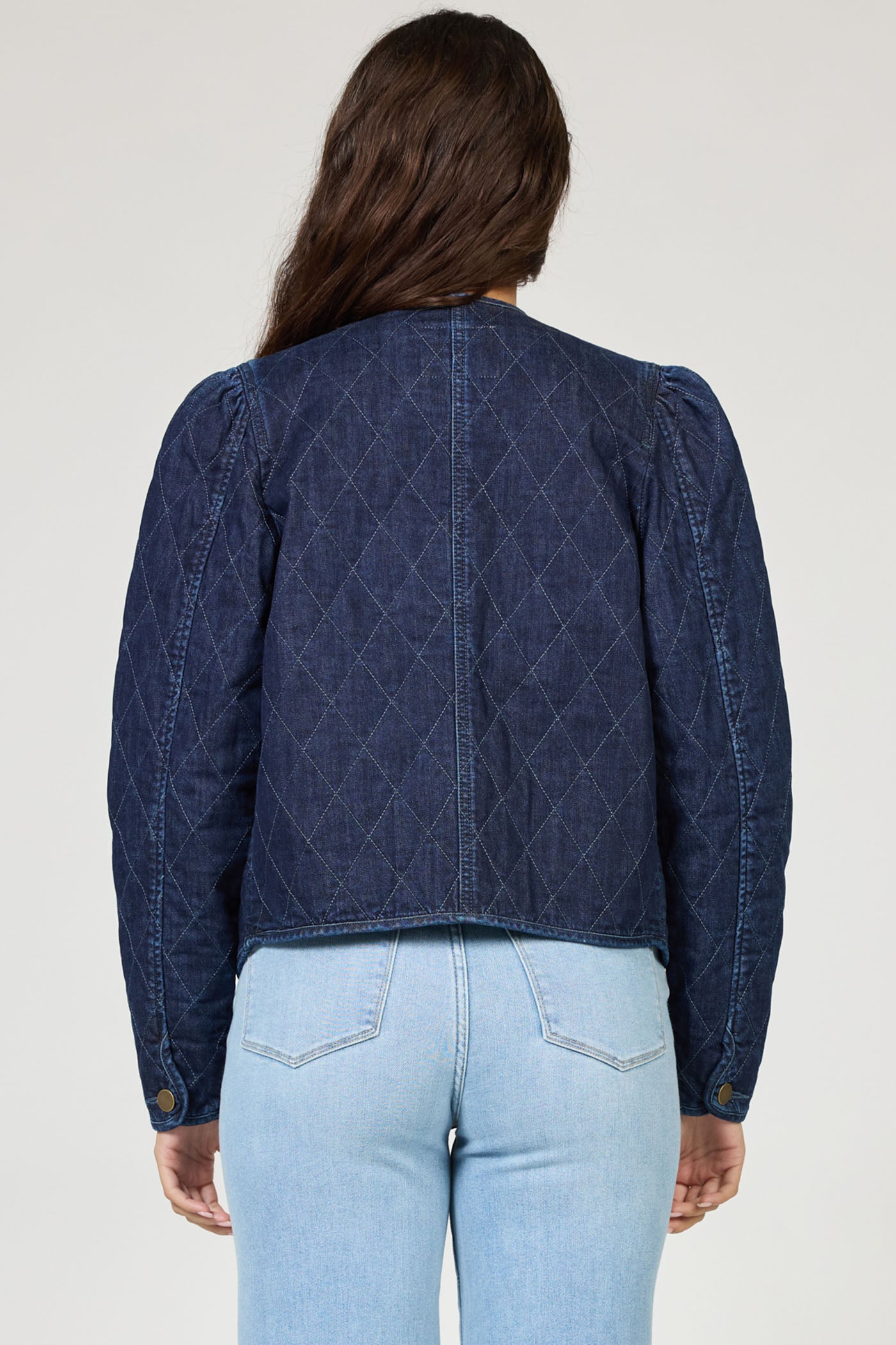 Kit Collarless Quilted Jacket Naval Academy