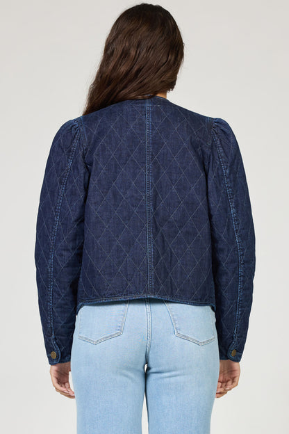 Kit Collarless Quilted Jacket Naval Academy