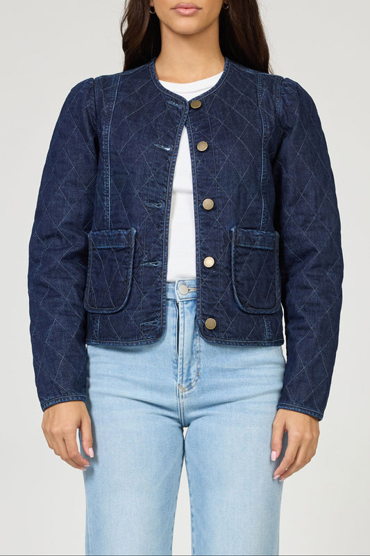 Kit Collarless Quilted Jacket Naval Academy