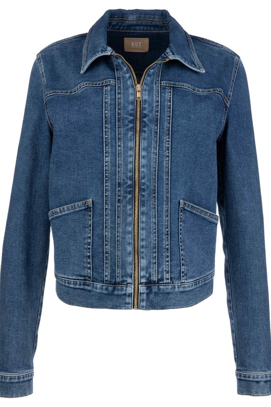 Genevieve Zip Front Denim Jacket