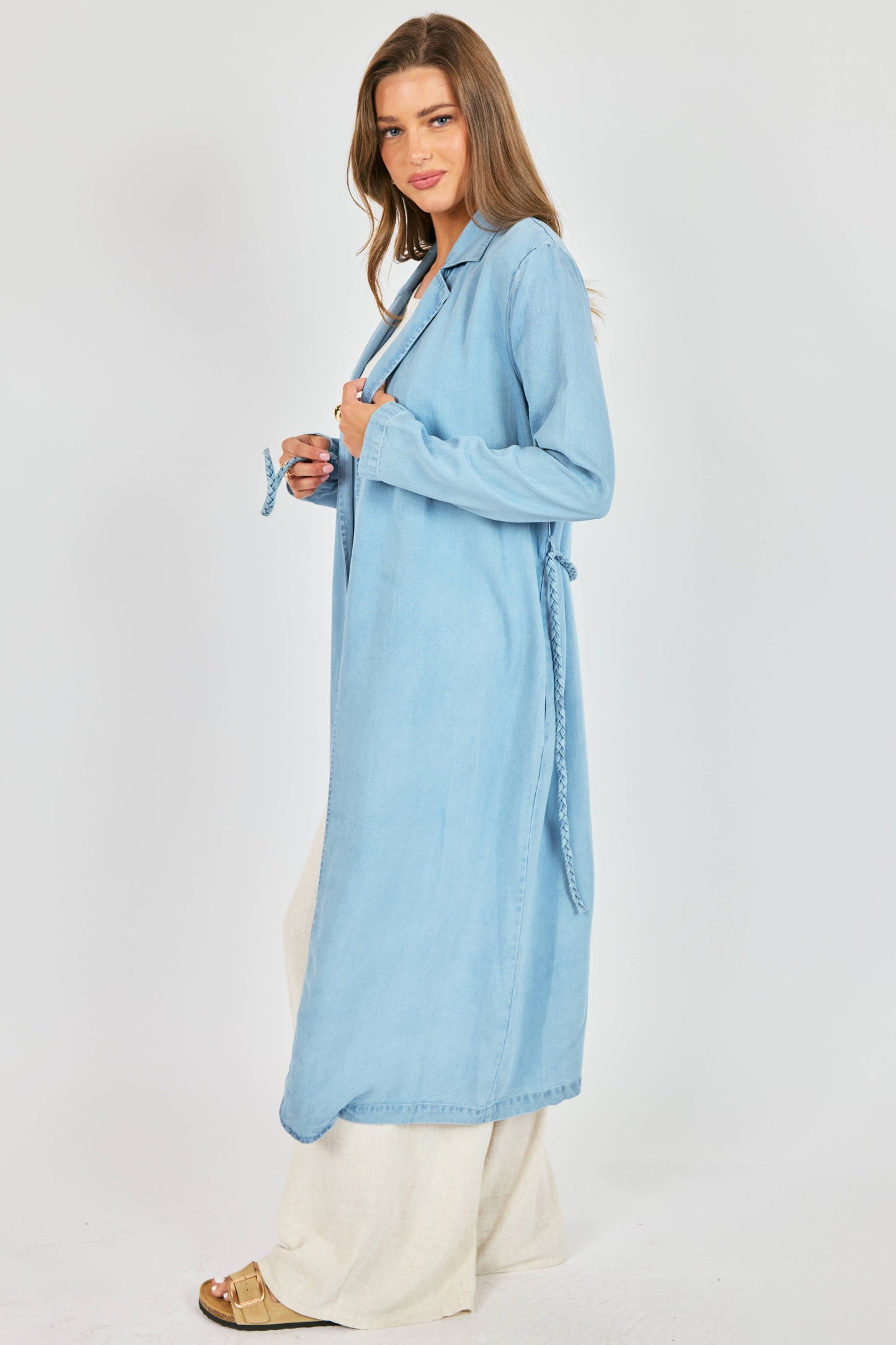 Duster Coat with Braided Belt