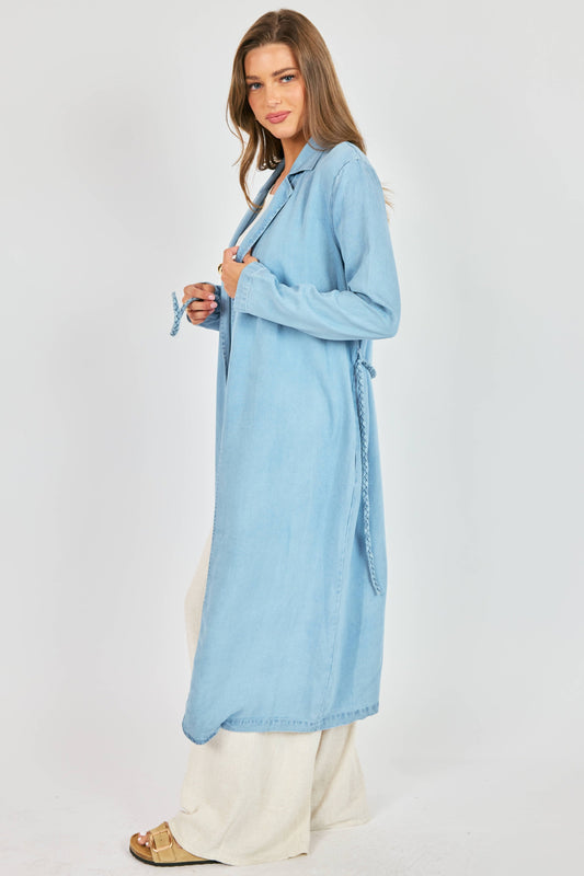 Duster Coat with Braided Belt