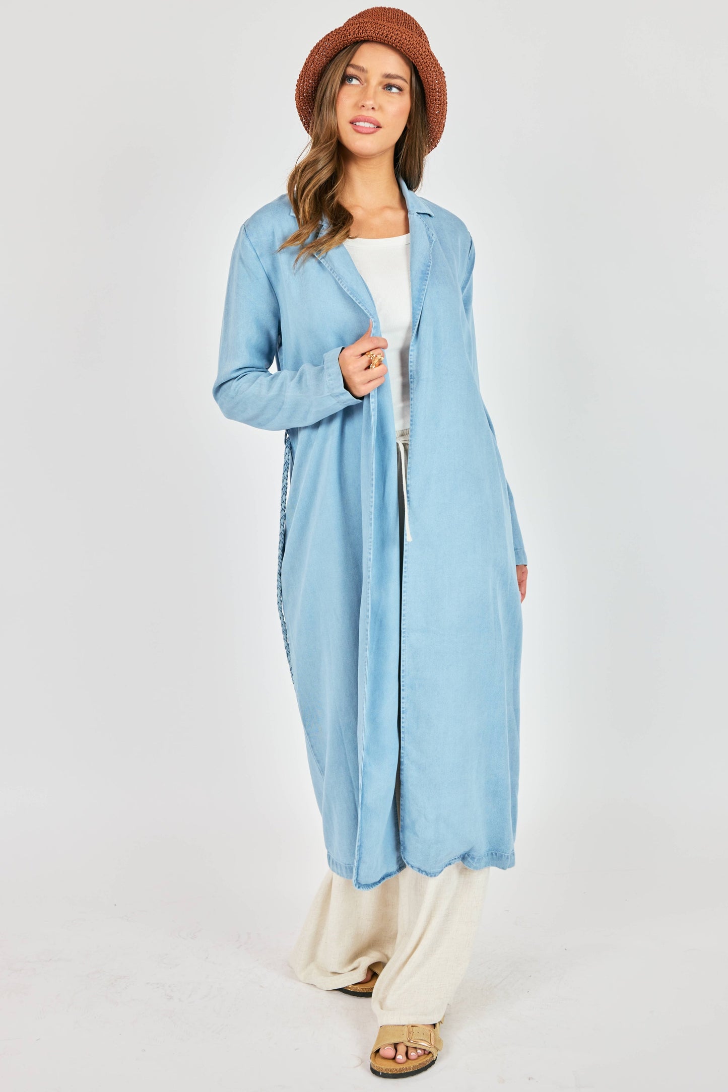 Duster Coat with Braided Belt