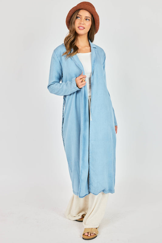 Duster Coat with Braided Belt