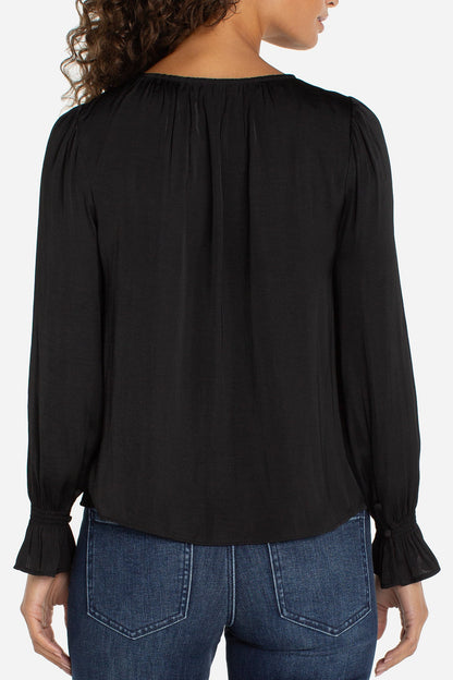 Smocked Button Front Blouse