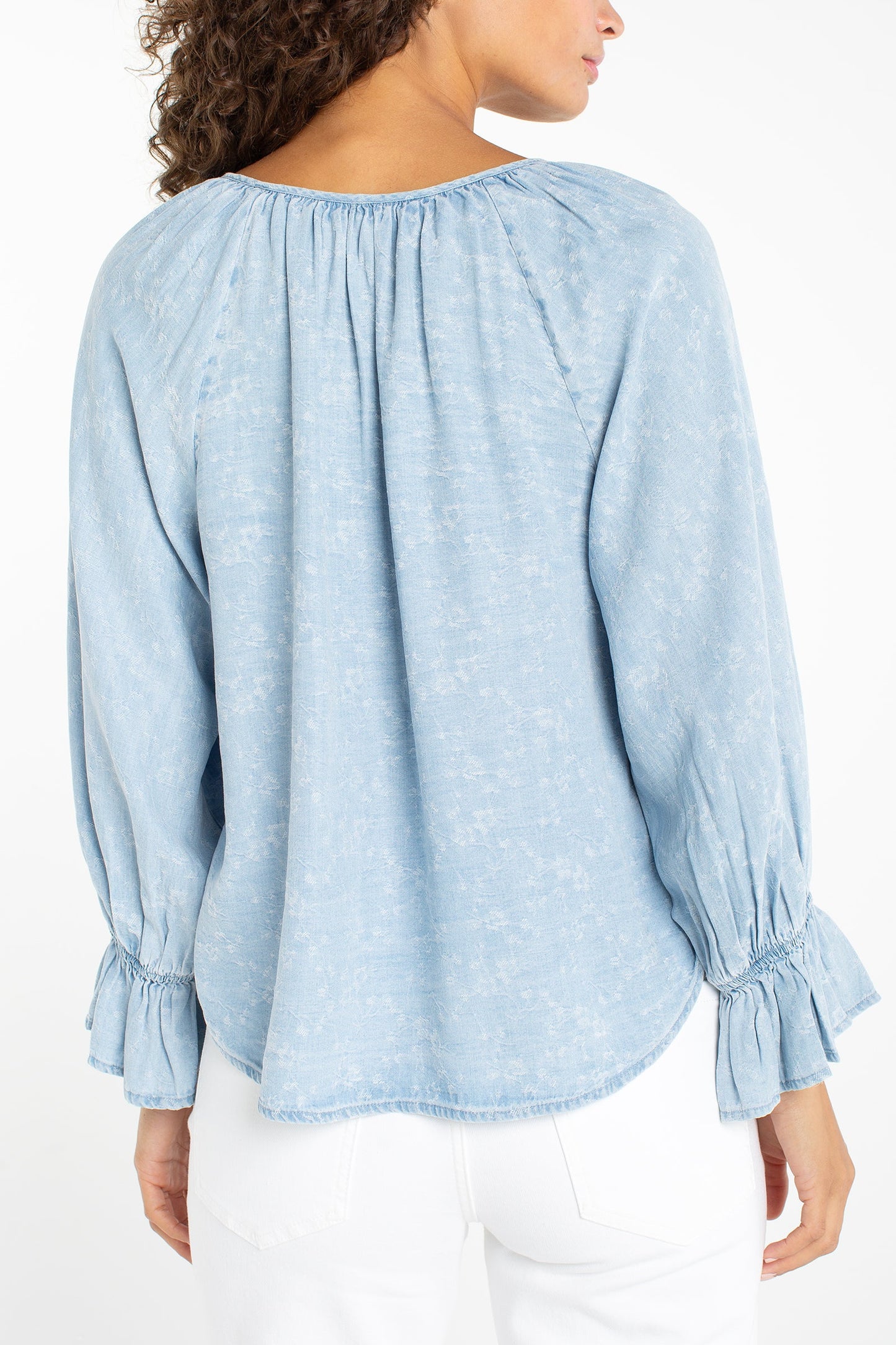 3/4 Sleeve Shirred Woven Top