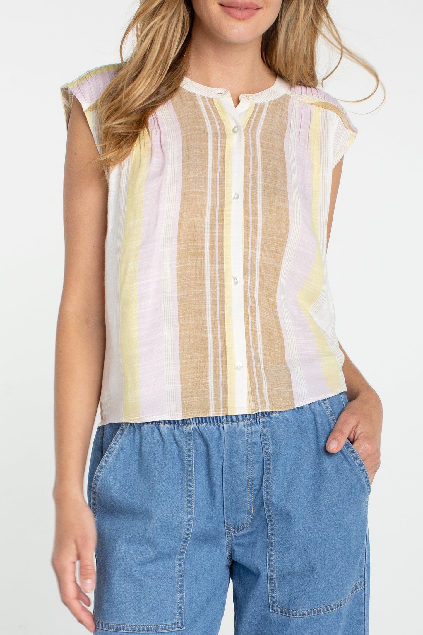Dolman Button Front Woven Blouse