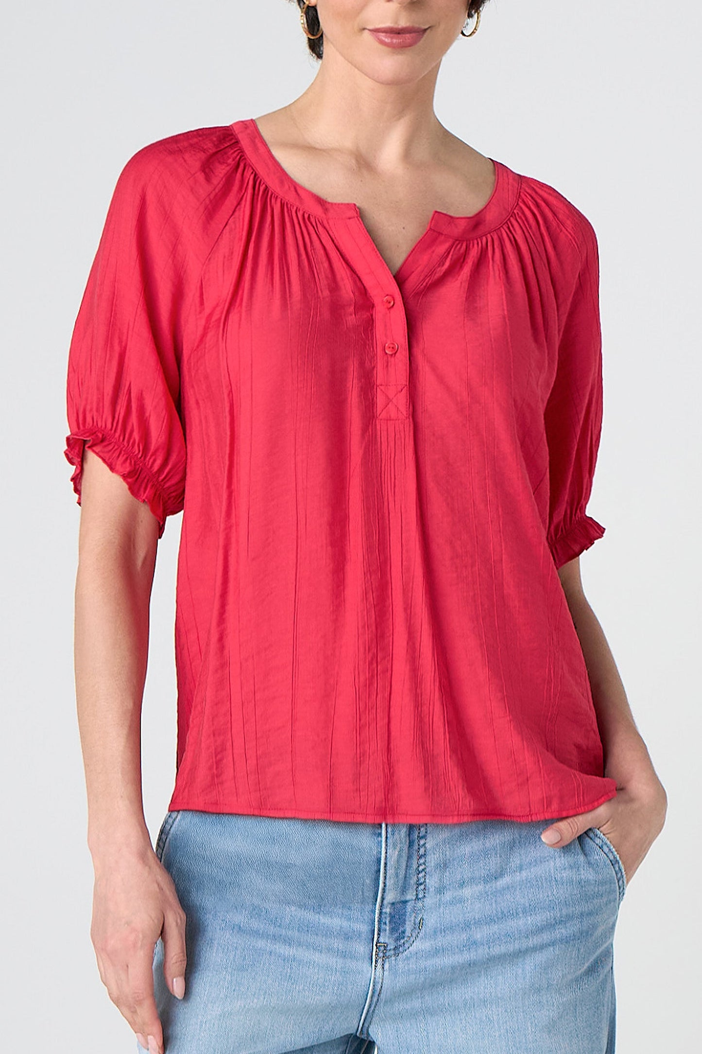 Short Sleeve Half Placket Blouse