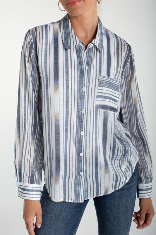 Button Front Striped Woven Shirt