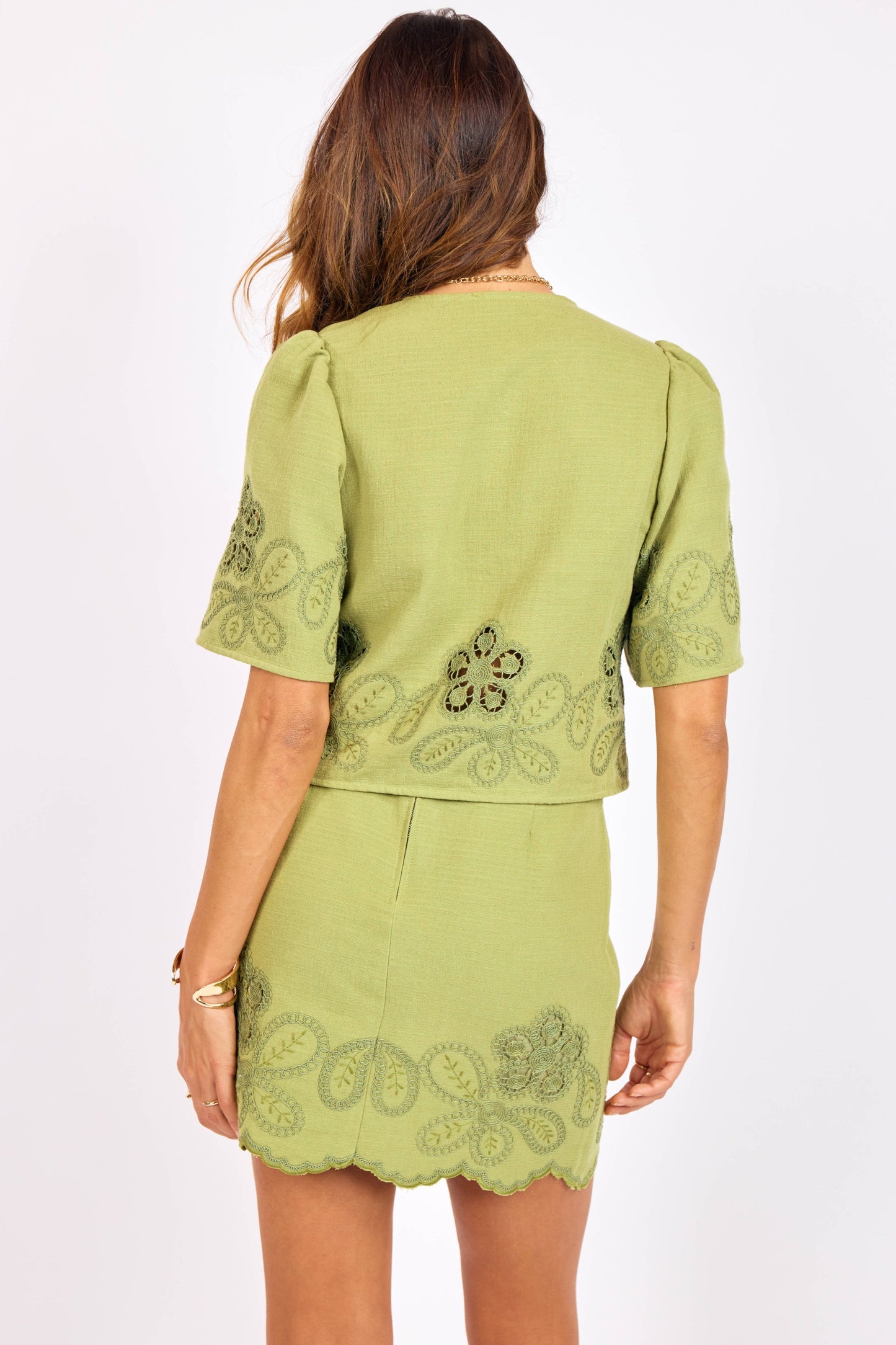 Flower Embroidered Tie Top